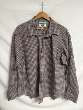 Joseph Abboud Gray and Pink Plaid Men's Button-Down Shirt